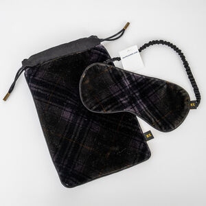 NWT Ralph Lauren Home Avery Velvet Plaid Sleep Mask Pouch Velvet Mulberry Silk